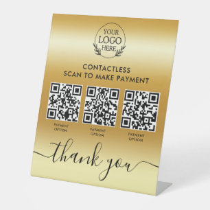 Custom Retail Pedestal Sign with Multi-QR Code Pay