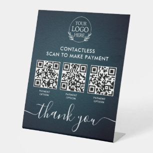 Custom Retail Pedestal Sign with Multi-QR Code Pay