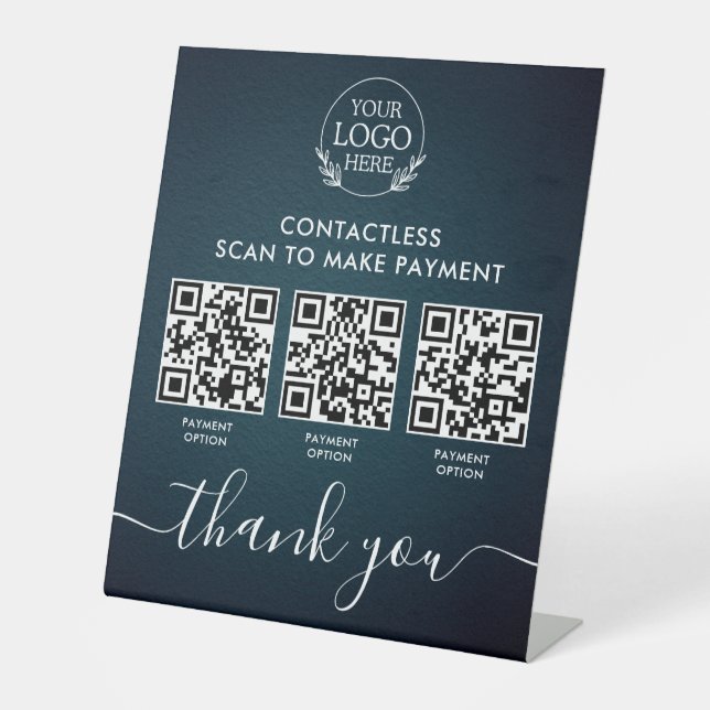 Custom Retail Pedestal Sign with Multi-QR Code Pay (Front)