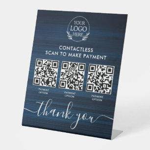 Custom Retail Pedestal Sign with Multi-QR Code Pay