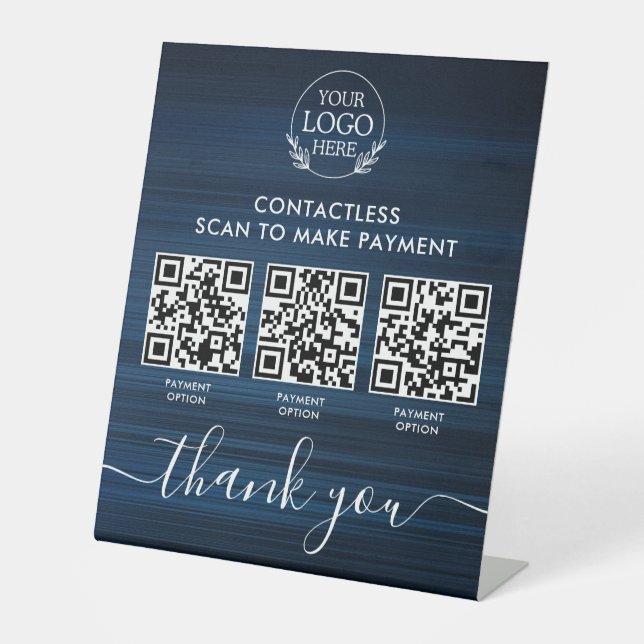 Custom Retail Pedestal Sign with Multi-QR Code Pay (Front)