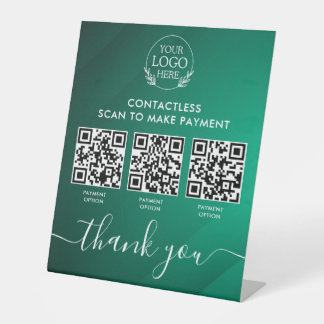 Custom Retail Pedestal Sign with Multi-QR Code Pay