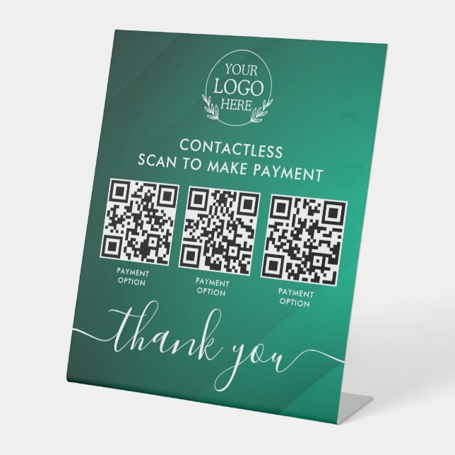 Custom Retail Pedestal Sign with Multi-QR Code Pay (Front)