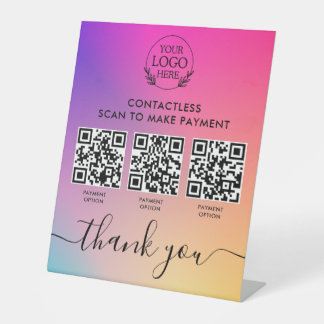 Custom Retail Pedestal Sign with Multi-QR Code Pay