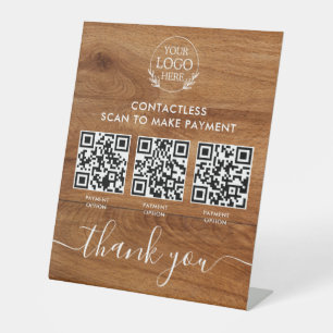 Custom Retail Pedestal Sign with Multi-QR Code Pay