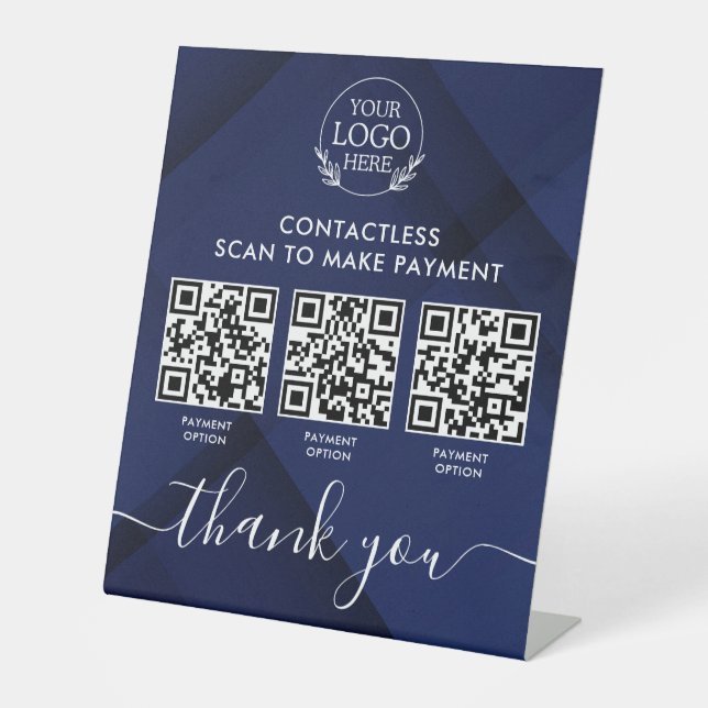 Custom Retail Pedestal Sign with Multi-QR Code Pay (Front)