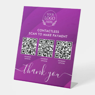 Custom Retail Pedestal Sign with Multi-QR Code Pay