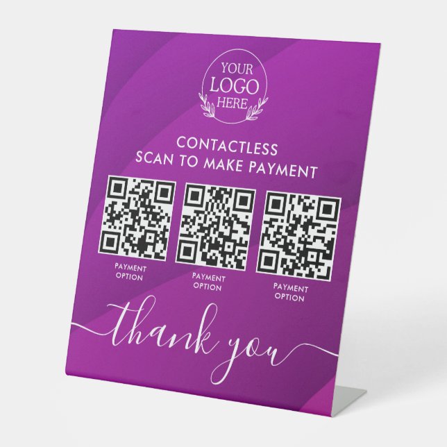 Custom Retail Pedestal Sign with Multi-QR Code Pay (Front)