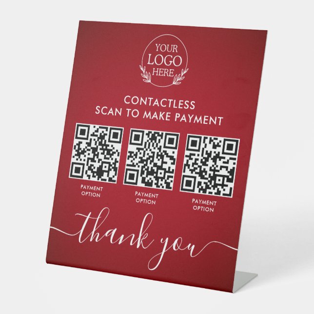 Custom Retail Pedestal Sign with Multi-QR Code Pay (Front)