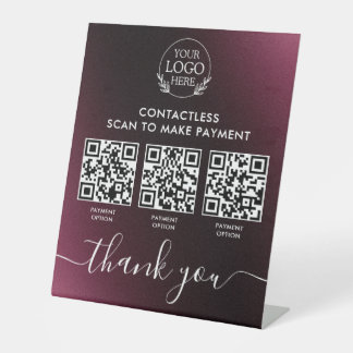 Custom Retail Pedestal Sign with Multi-QR Code Pay