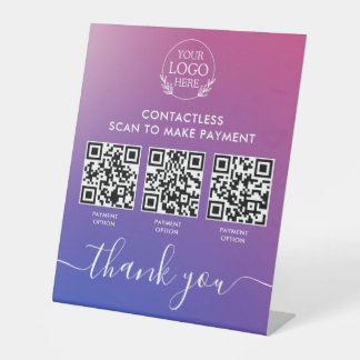 Custom Retail Pedestal Sign with Multi-QR Code Pay