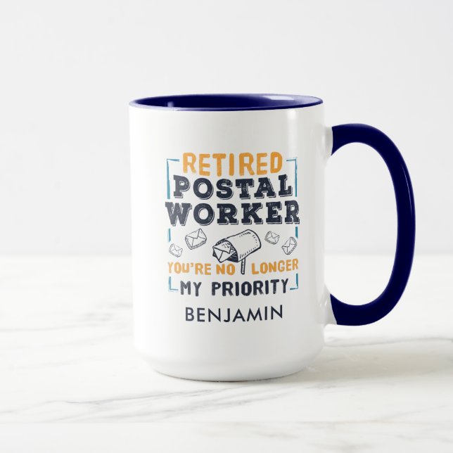 Custom Retired Postal Worker Mailman Retirement Mug (Right)
