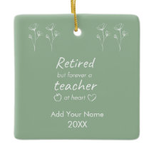 Custom Retired Teacher Sage Green Monogram