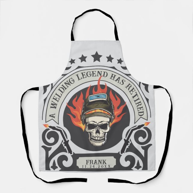 Custom retired welder legend add name apron (Front)