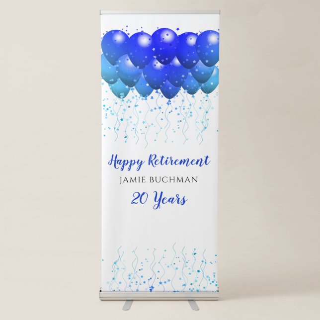 Custom Retirement Balloons Star Confetti Banner (Front)