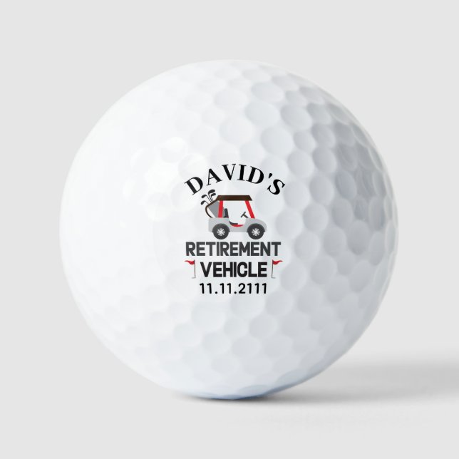Custom Retirement – Funny Personalised Golf Cart Golf Balls (Front)
