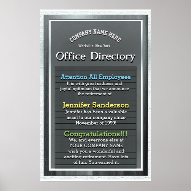 Custom Retirement Gift Poster (Front)