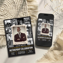 Custom Retirement Invite, Retro Photo Collage