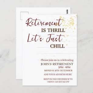 Custom Retirement Is Thrill Let's Just Chill Funny Postcard