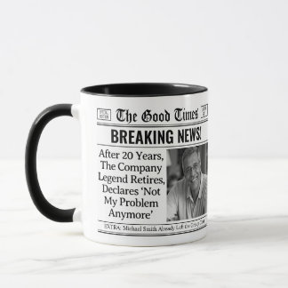 Custom Retirement Mug, Fun Gift Idea Newspaper Mug