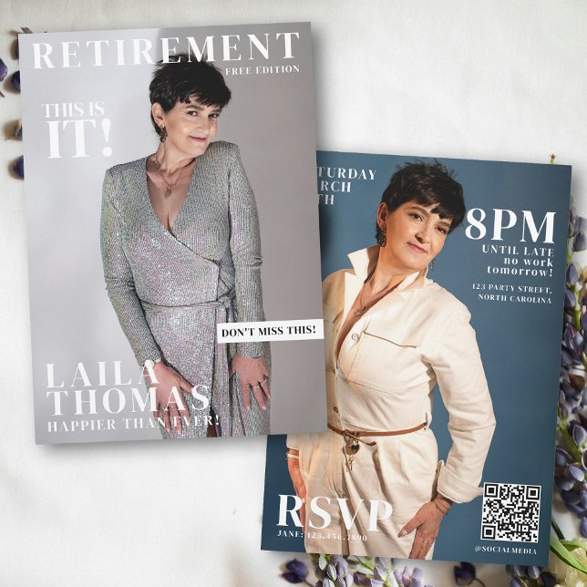 Custom Retirement Party Magazine Cover Photos Invitation (Custom Retirement Party Magazine Cover Photos Invitation)