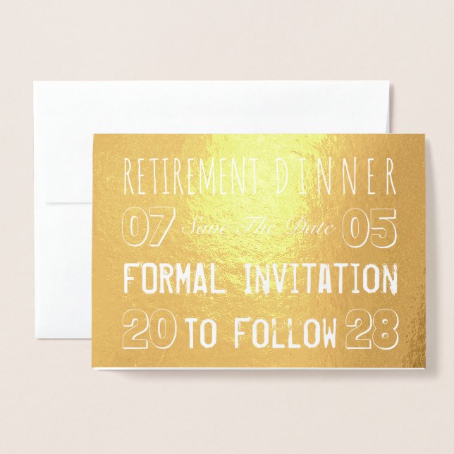Custom Retirement Party Save The Date Foil Card (Front With Envelope)