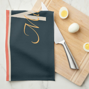 Custom Retro 70s Colourful Striped Monogram Name Tea Towel