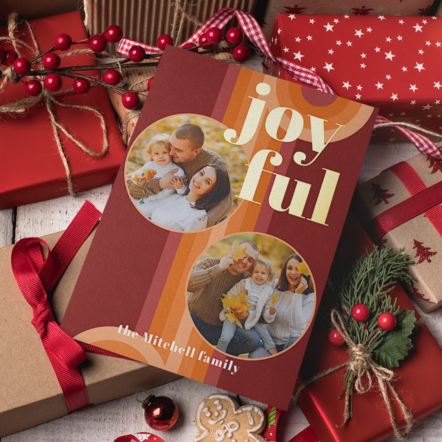 Custom Retro Abstract Waves Art Pattern Real Gold Foil Holiday Card (Creator Uploaded)