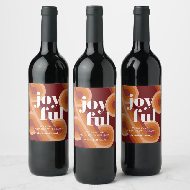 Custom Retro Abstract Waves Art Pattern Wine Label (Bottles)