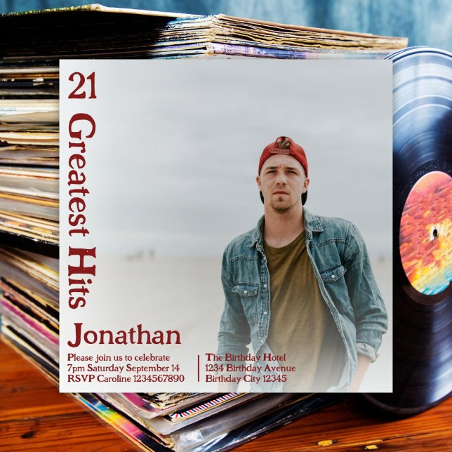 Custom Retro Album Cover Music 21st Birthday Invitation (Creator Uploaded)