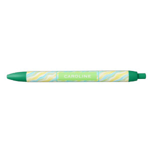 Custom Retro Artistic Cool Abstract Waves Pattern Black Ink Pen
