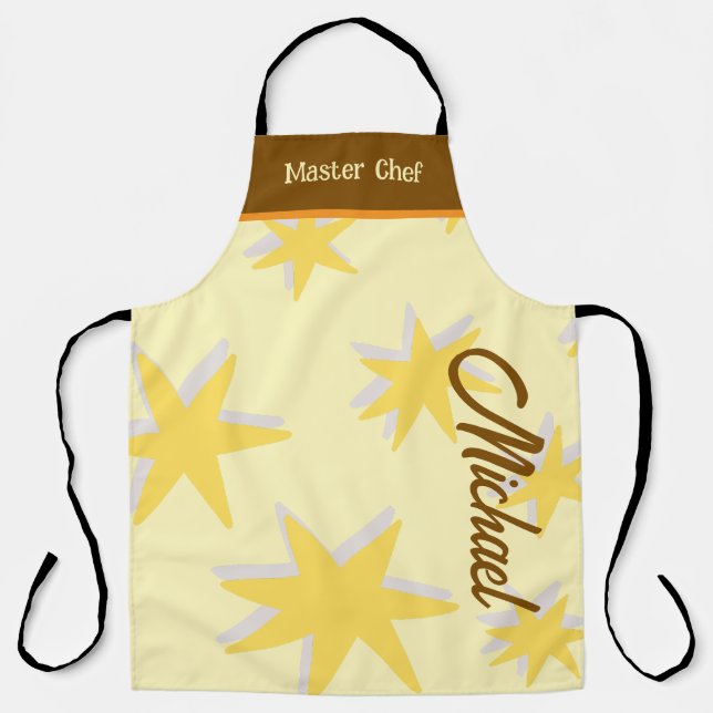 Custom retro background master chef Mustard Apron (Front)