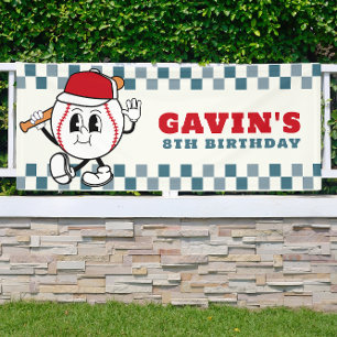 Custom Retro Baseball Birthday Party Vinyl Outdoor Banner