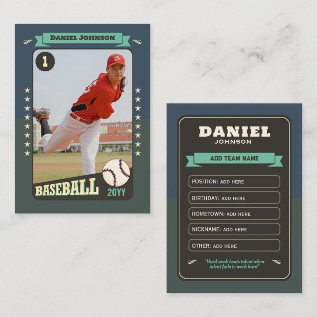 Custom Retro Baseball Trading Card Fun Player Card (Front/Back)
