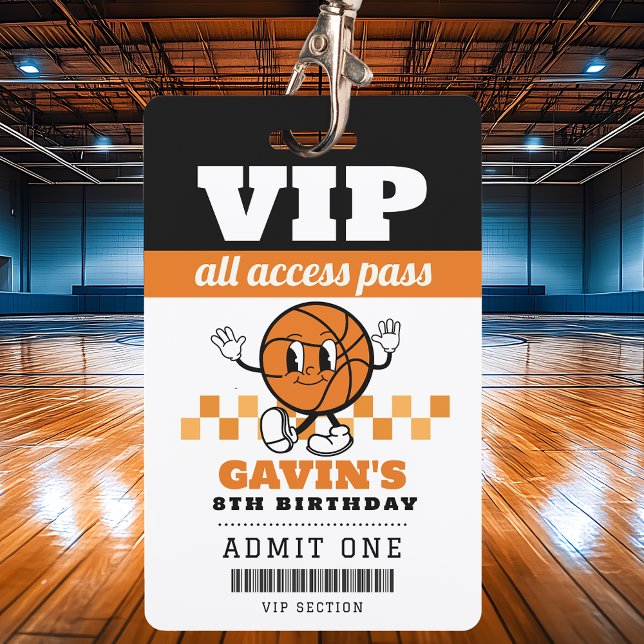 Custom Retro Basketball Birthday Party Favour MVP ID Badge (Creator Uploaded)
