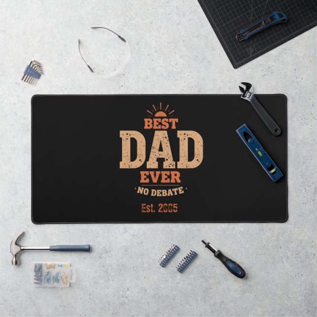 Custom Retro Best Dad Ever Personalised Gift Desk Mat (Workstation)