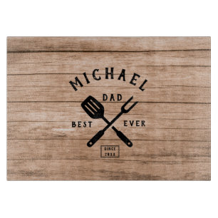 Custom Retro BEST DAD EVER Rustic Wood Print Cutting Board