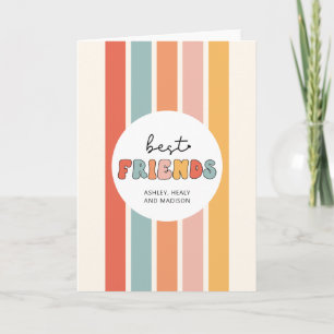 Custom Retro Best Friends BFFs Cute Besties Gifts Card