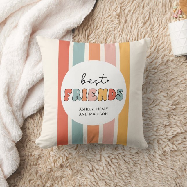 Custom Retro Best Friends BFFs Cute Besties Gifts Cushion (Blanket)