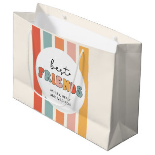 Custom Retro Best Friends BFFs Cute Besties Gifts Large Gift Bag