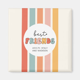 Custom Retro Best Friends BFFs Cute Besties Gifts Magnet