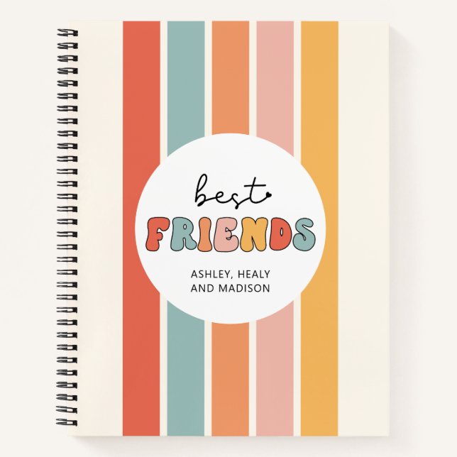 Custom Retro Best Friends BFFs Cute Besties Gifts Notebook (Front)