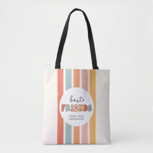 Custom Retro Best Friends BFFs Cute Besties Gifts Tote Bag