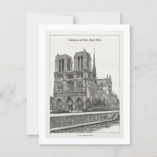 Custom retro black and white Notre Dame postcard