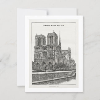 Custom retro black and white Notre Dame postcard