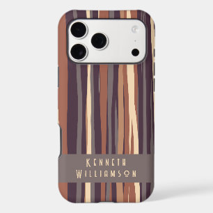 Custom Retro Boho Striped Brown Taupe Earthy Men 