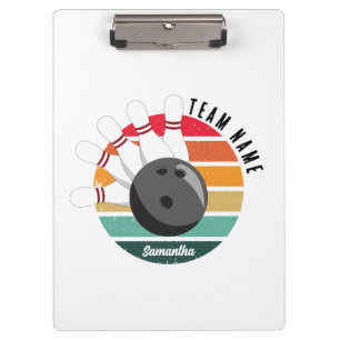 Custom Retro Bowling Pins Team & Player Name Clipboard