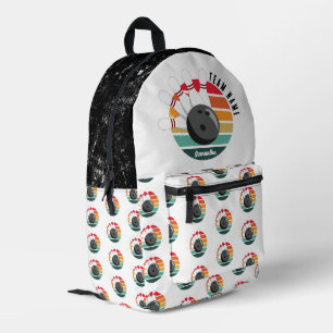 Custom Retro Bowling Pins Team & Player Name  Printed Backpack