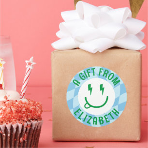 Custom Retro Boys Happy Face Birthday Stickers