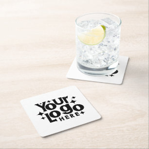 Custom Retro Business Logo Marketing Branding Square Paper Coaster